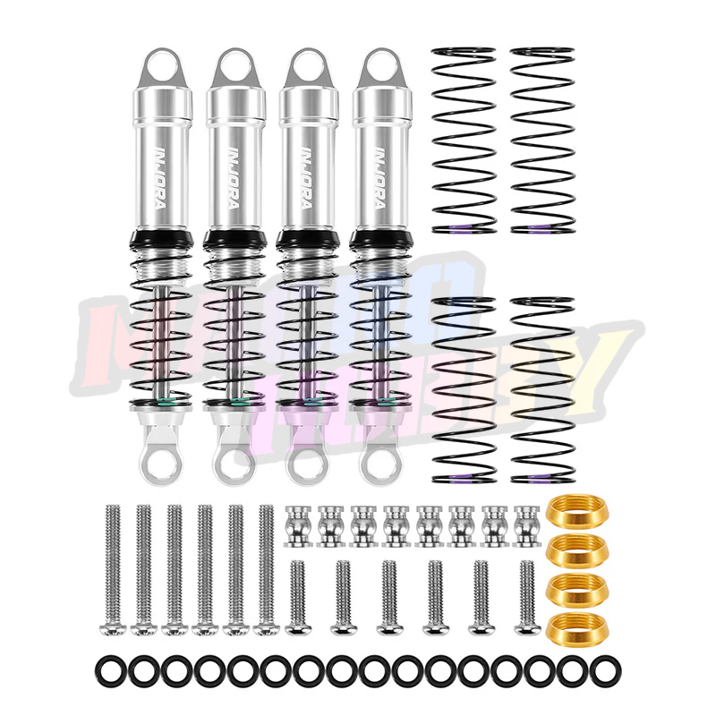INJORA LS 59mm Aluminum Oil Shocks for 1/18 TRX4M 4PCS SILVER #530383