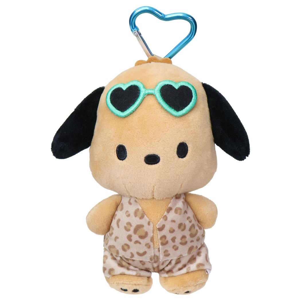 現貨｜Sanrio Pochacco PC狗 豹紋泳衣系列 日版 吊飾 毛公仔收納袋 連心形扣 (PC-LP05)
