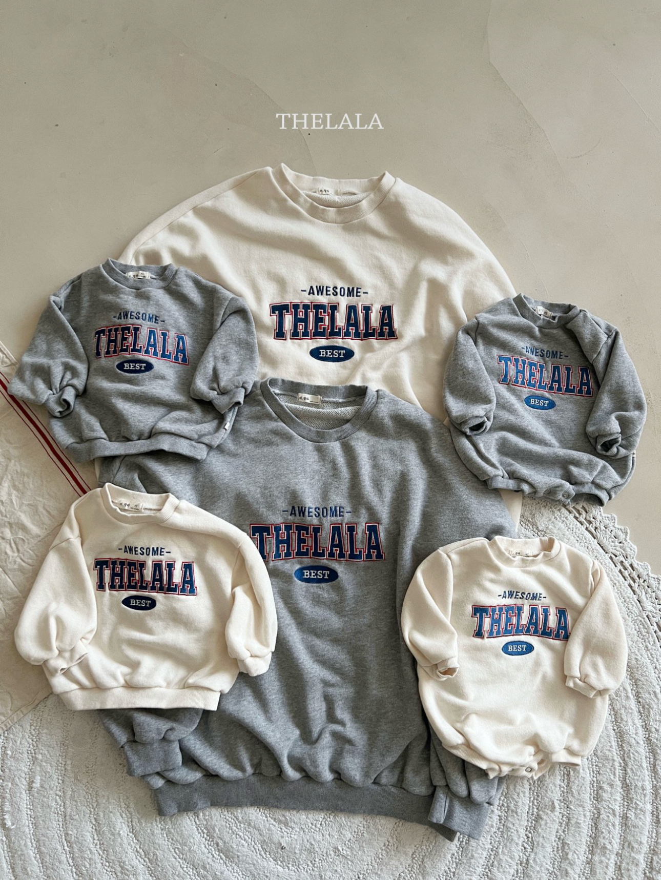 🌸預訂 韓國直送🌸🇰🇷THELALA兩色親子款標誌刺繡貼花長袖包屁衣