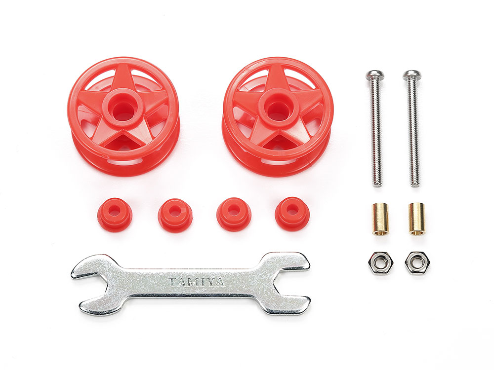 LOW FRICTION PLASTIC DOUBLE ROLLERS (RED/19-19mm) MINI 4WD STATION