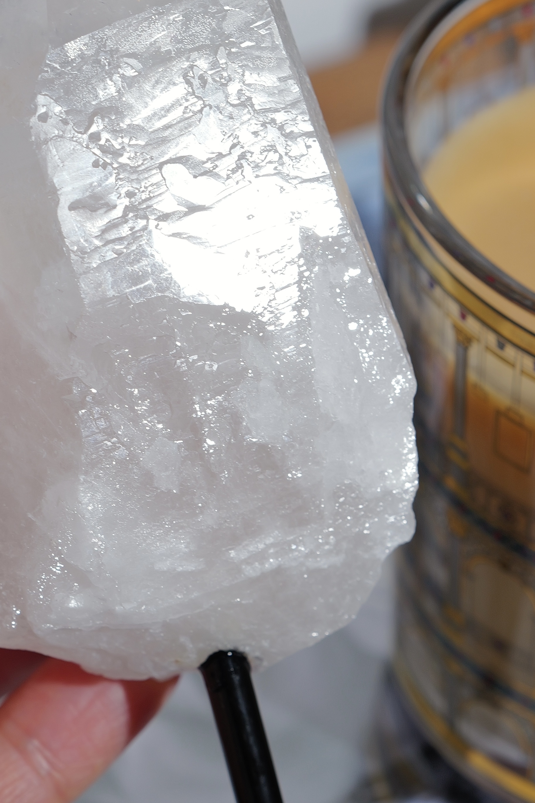  ༒14.2cm白水晶塔尖 連托架擺設༒ CQ.7093H89G2st-RA30*A51