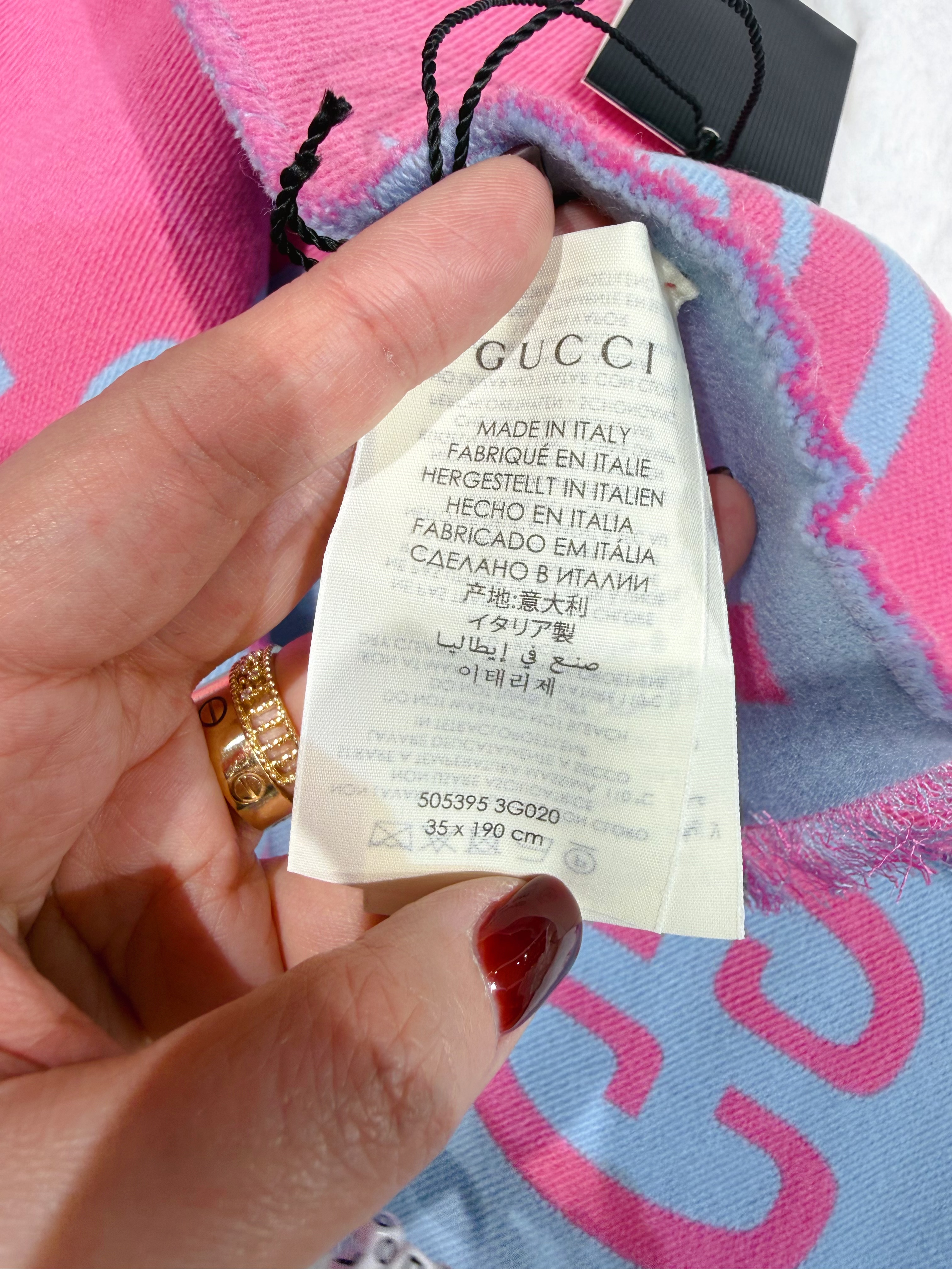 Gucci scarf XL/GG/pink/blue