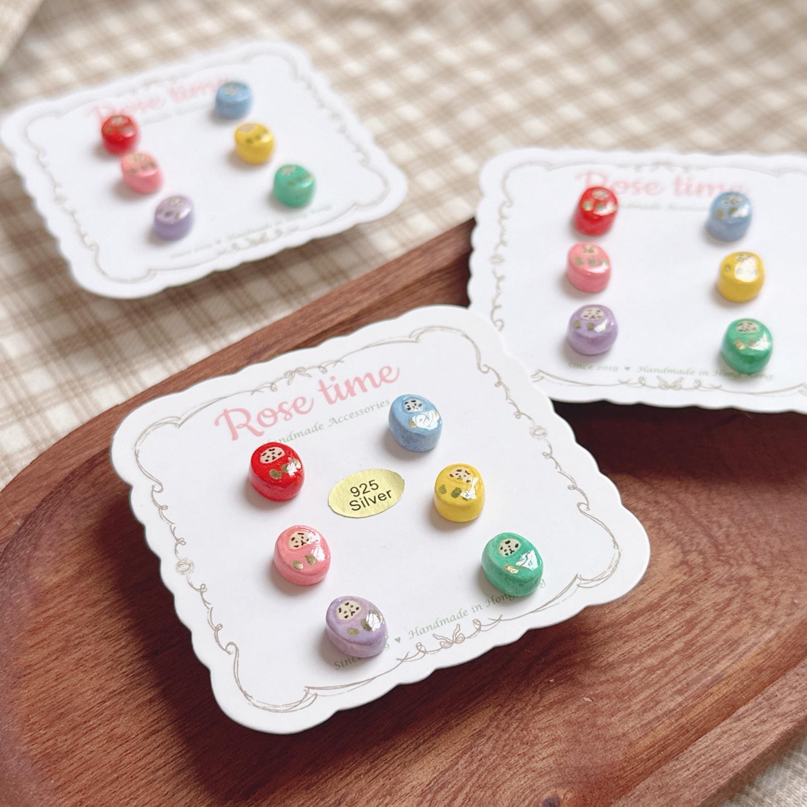 ᴿᵒˢᵉ ᵗⁱᵐᵉ ʰᵃⁿᵈᵐᵃᵈᵉ7️⃣週年 #3月22-24日半價飾物 🈹  手繪粒粒達摩耳釘套裝