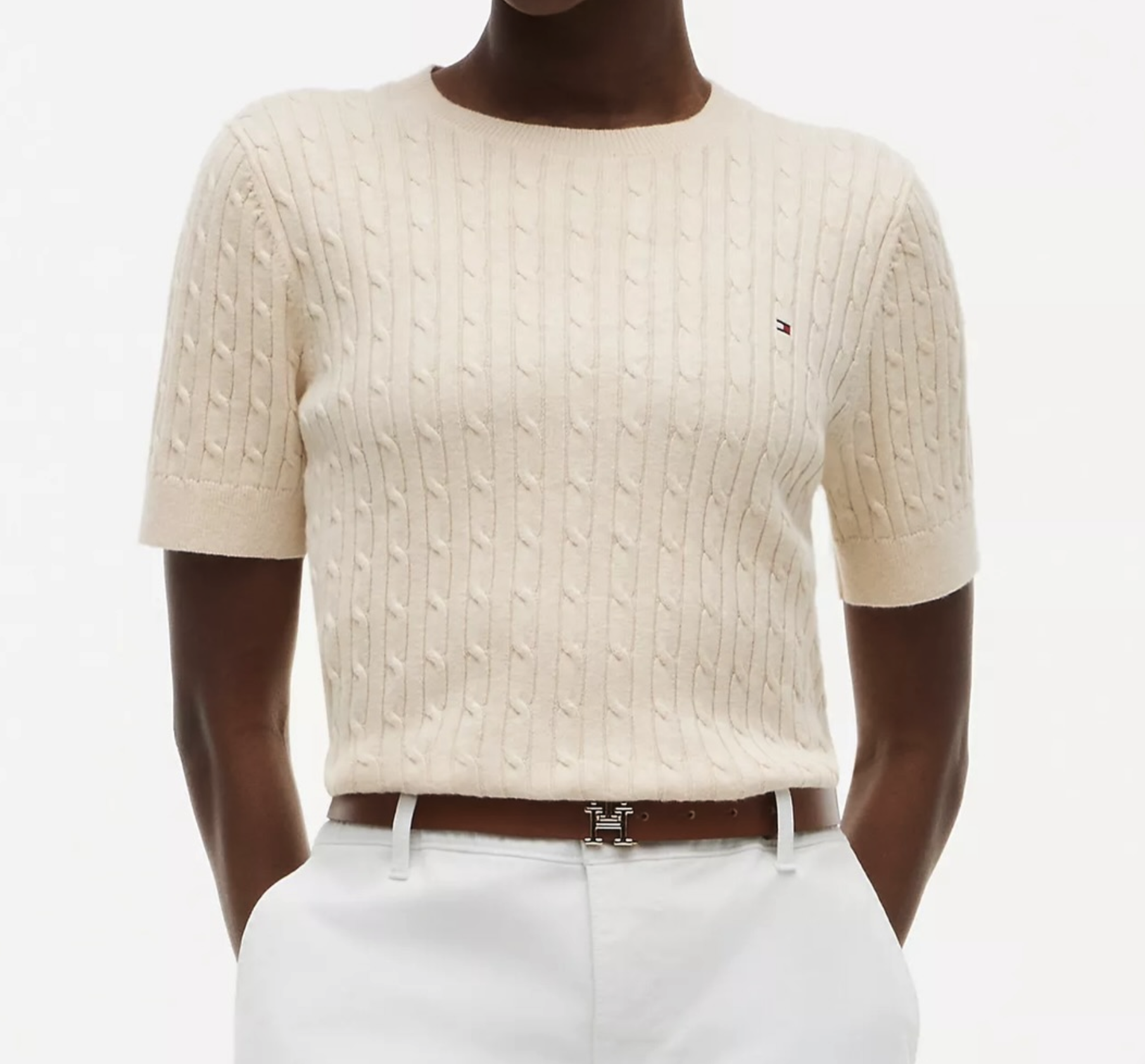 Tommy Hilfiger Short-Sleeve Cable Knit Sweater