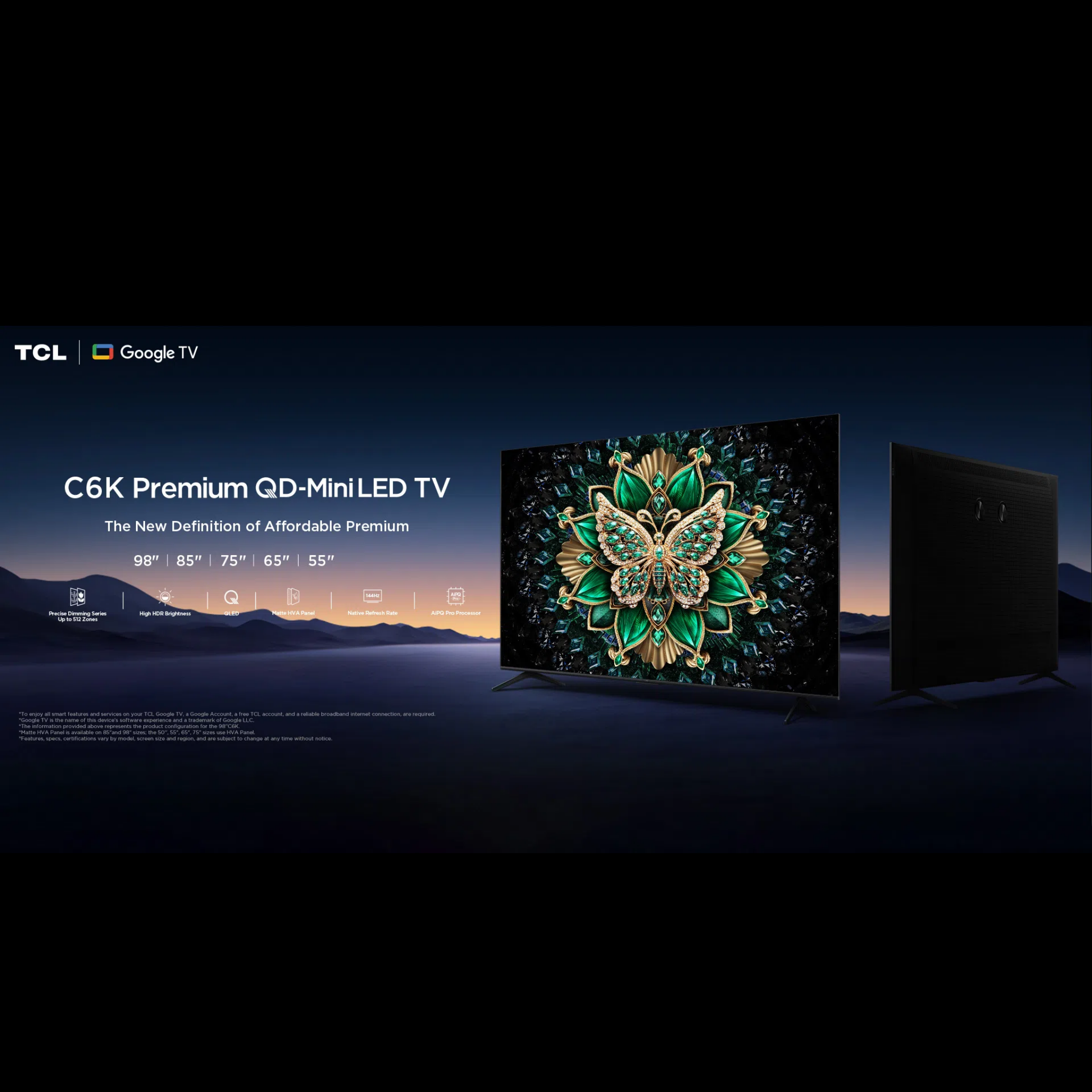 TCL 65" C6K Series QD-Mini LED 4K Google TV (65C6K)