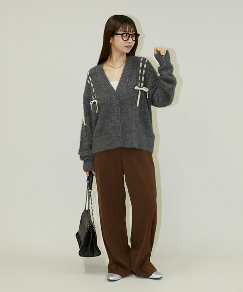 蝴蝶結綁帶針織外套