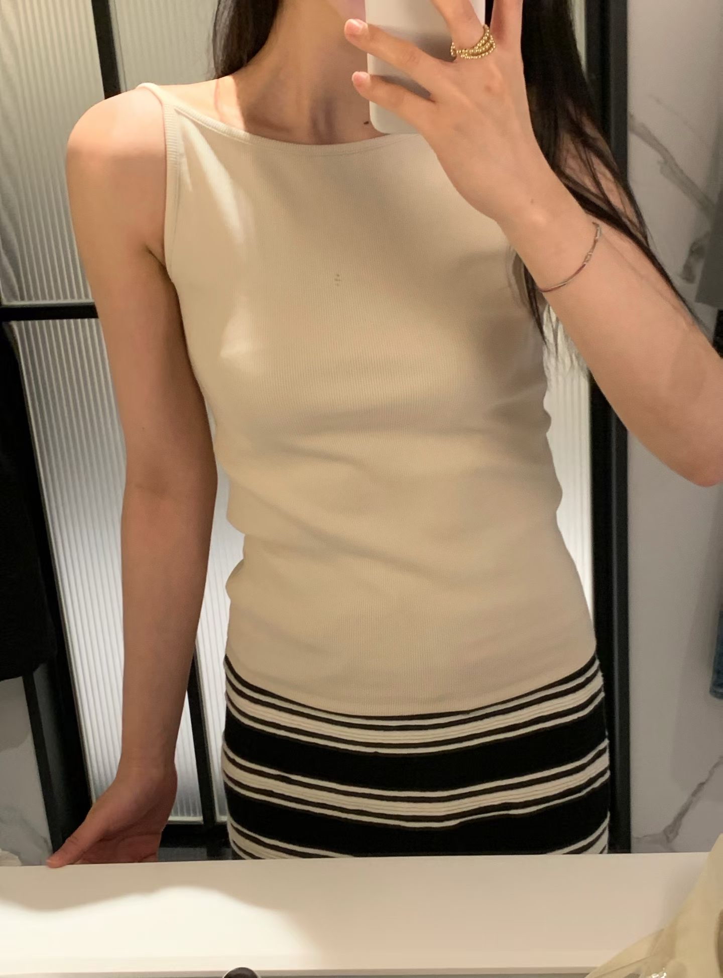 Elegant boat neck U-back cami top