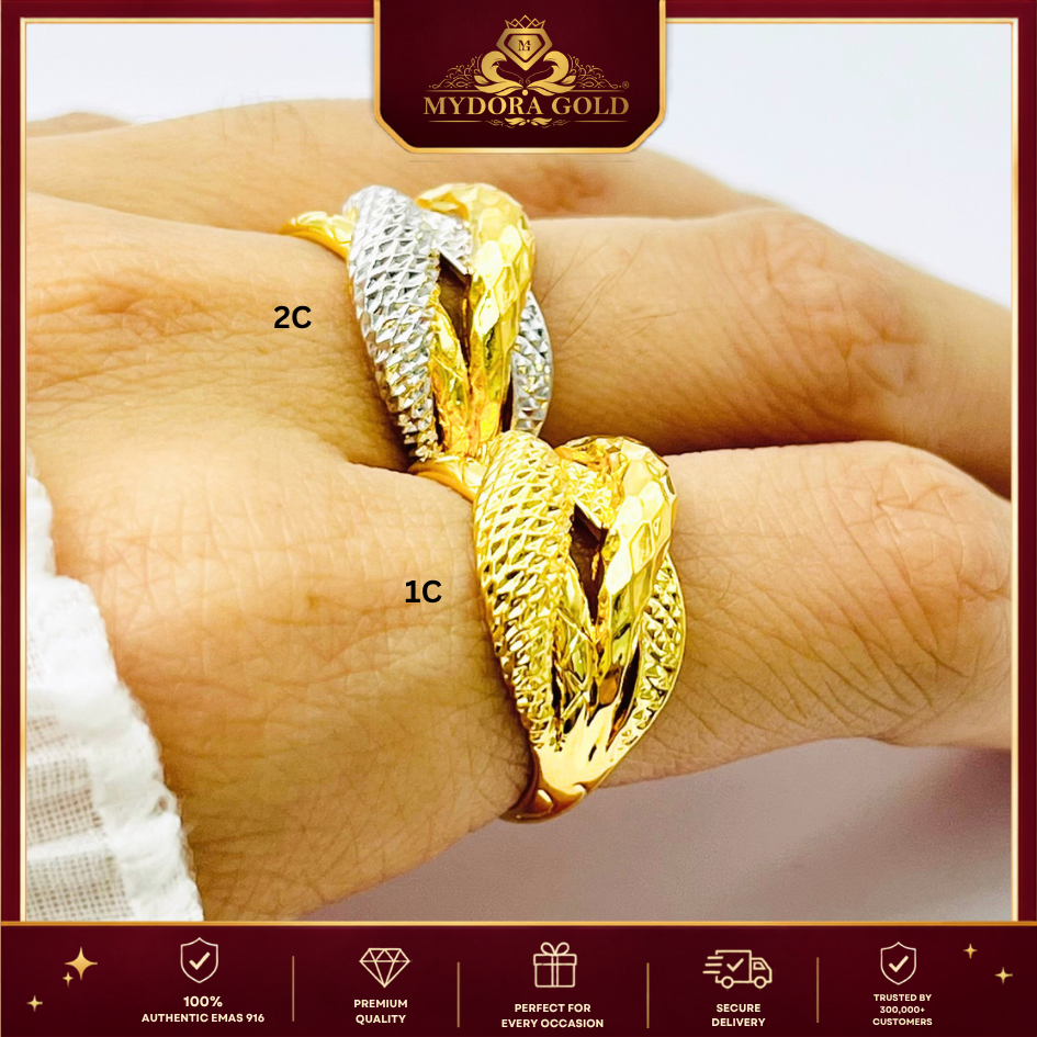 MYDORA Cincin Lintah Diamond Cross (5G) l EMAS 916/22K