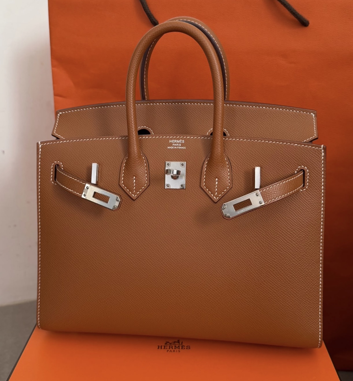WhatsApp 查價📲 Birkin 25 金棕銀扣 EPSOM U STAMP
