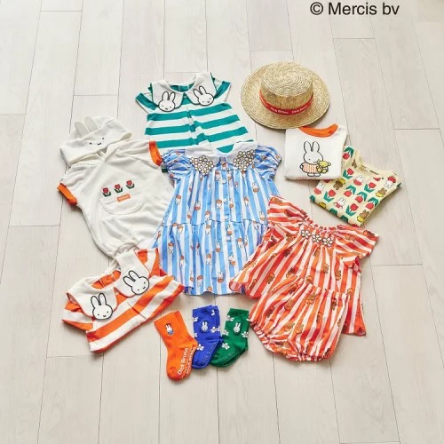 Miffy baby 橙色白色花花包屁衣 One size 70-80cm
