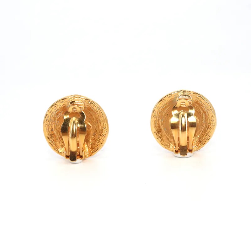Chanel Coco Mark Round Medallion Clip-On Earrings