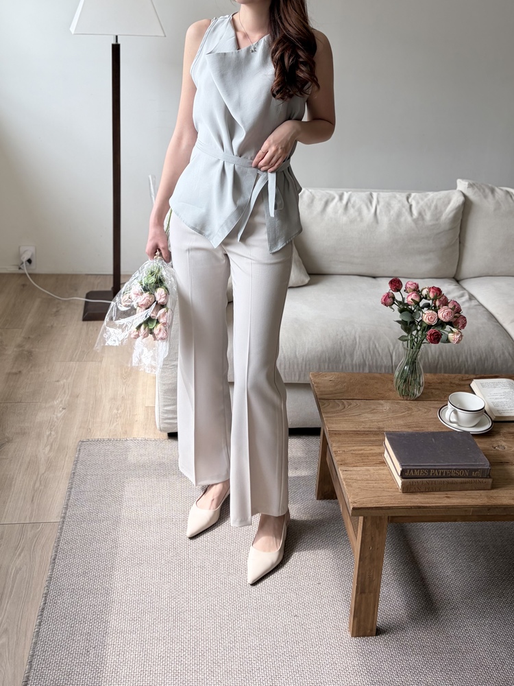 Camille Draped Wrap Blouse (Mint)