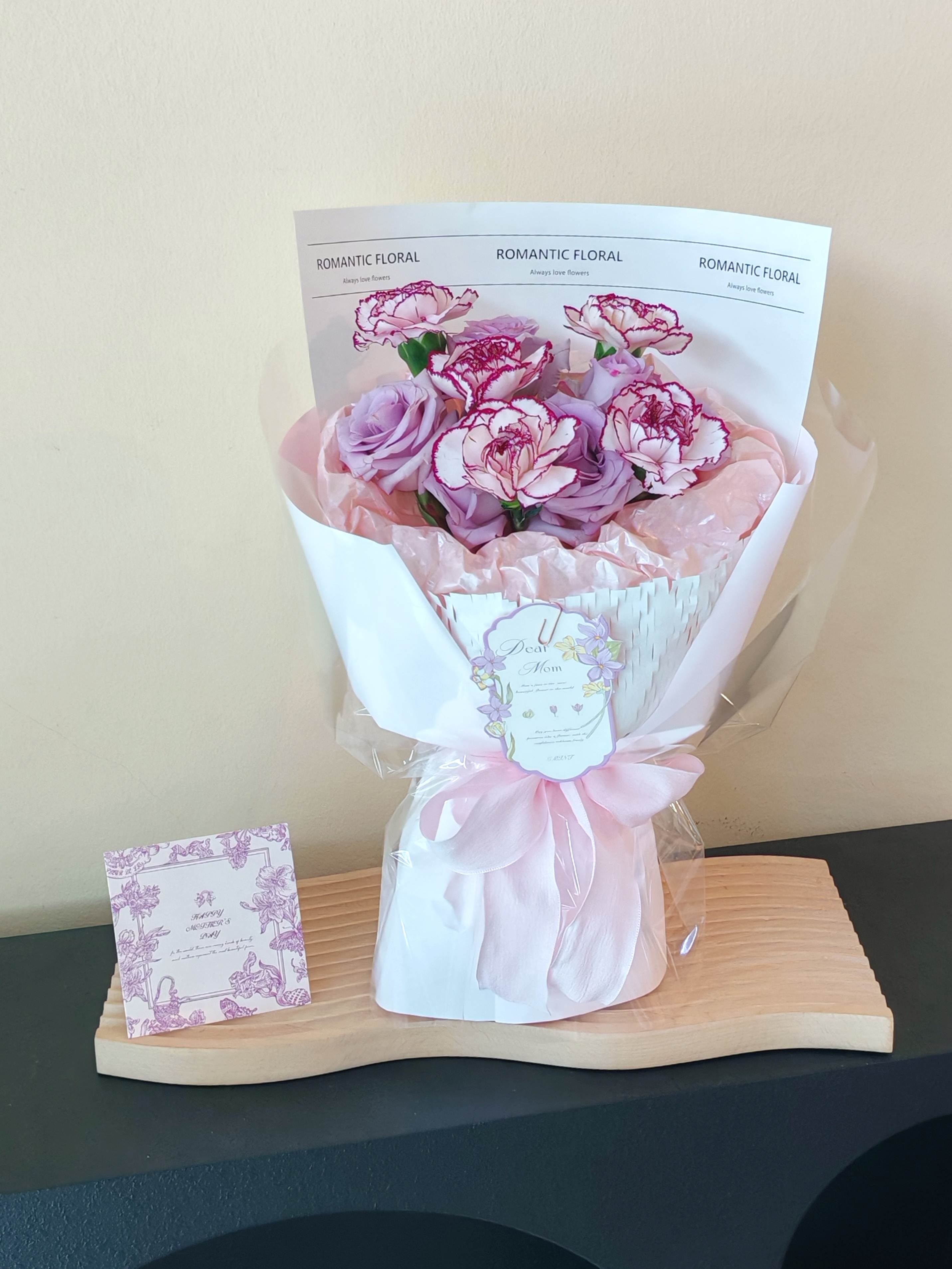 Purple Carnation and Rose Bouquet 