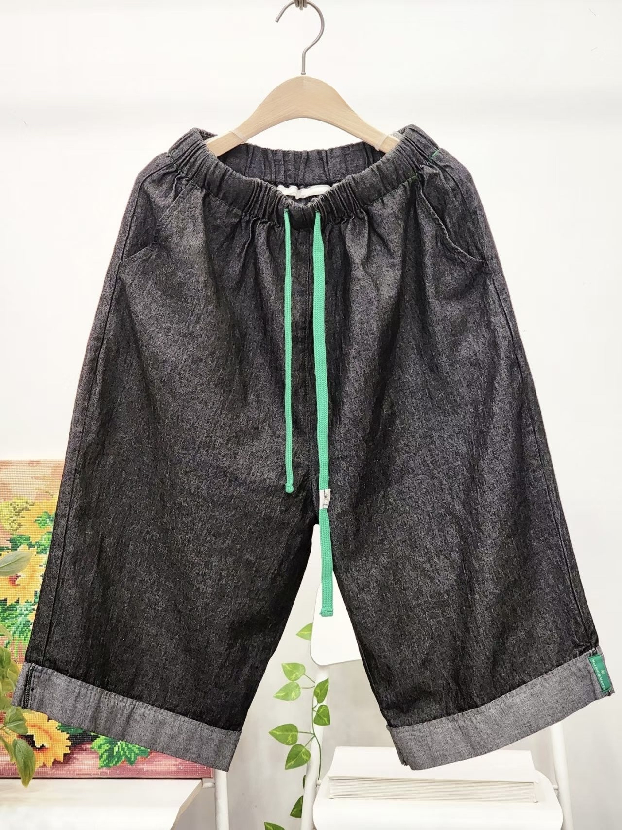 NO OS 薄7分夏日牛褲