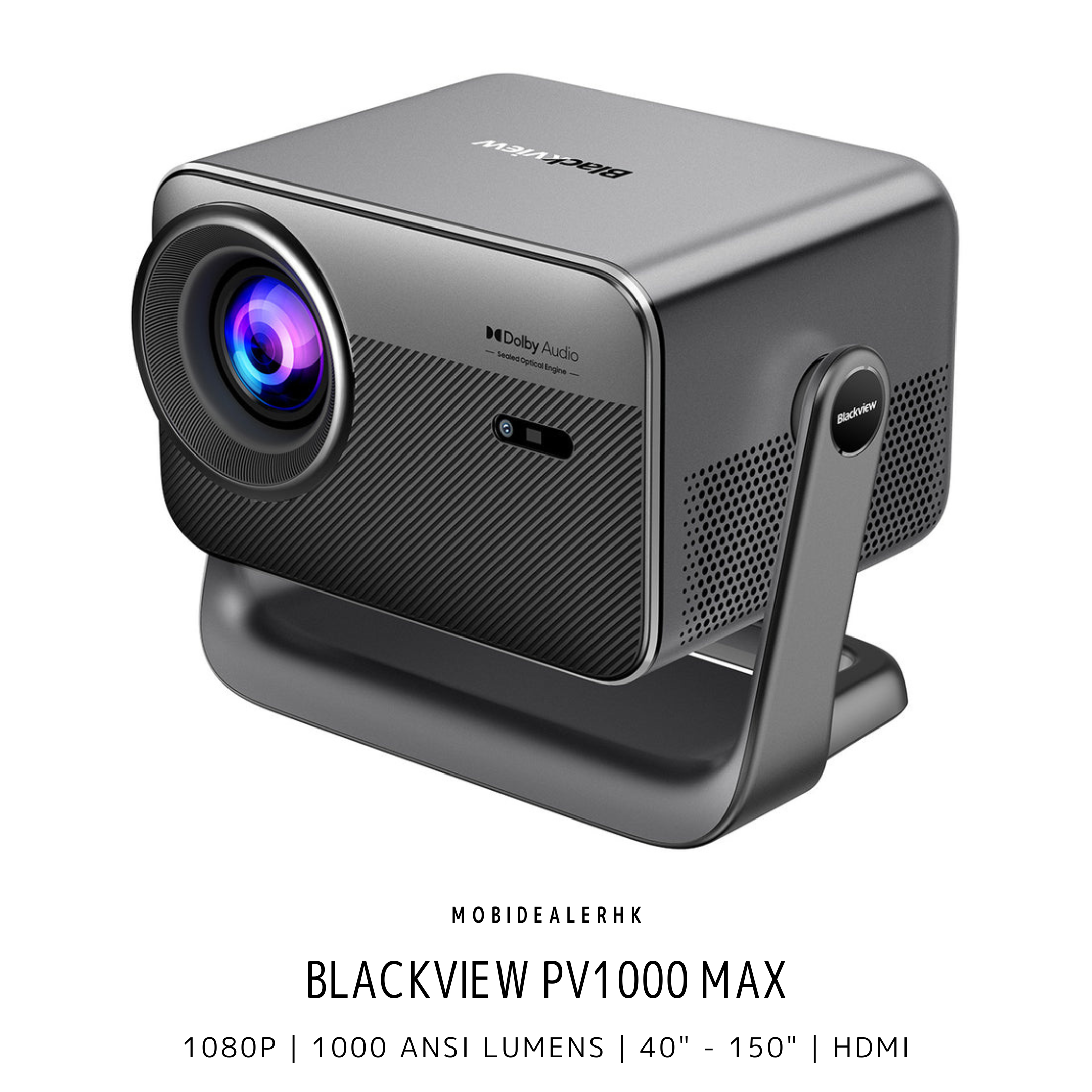 Blackview PV1000 Max | 投影機 | 360度雲台設計 | Dolby Audio | 1000 ANSI流明 | 150吋巨幕