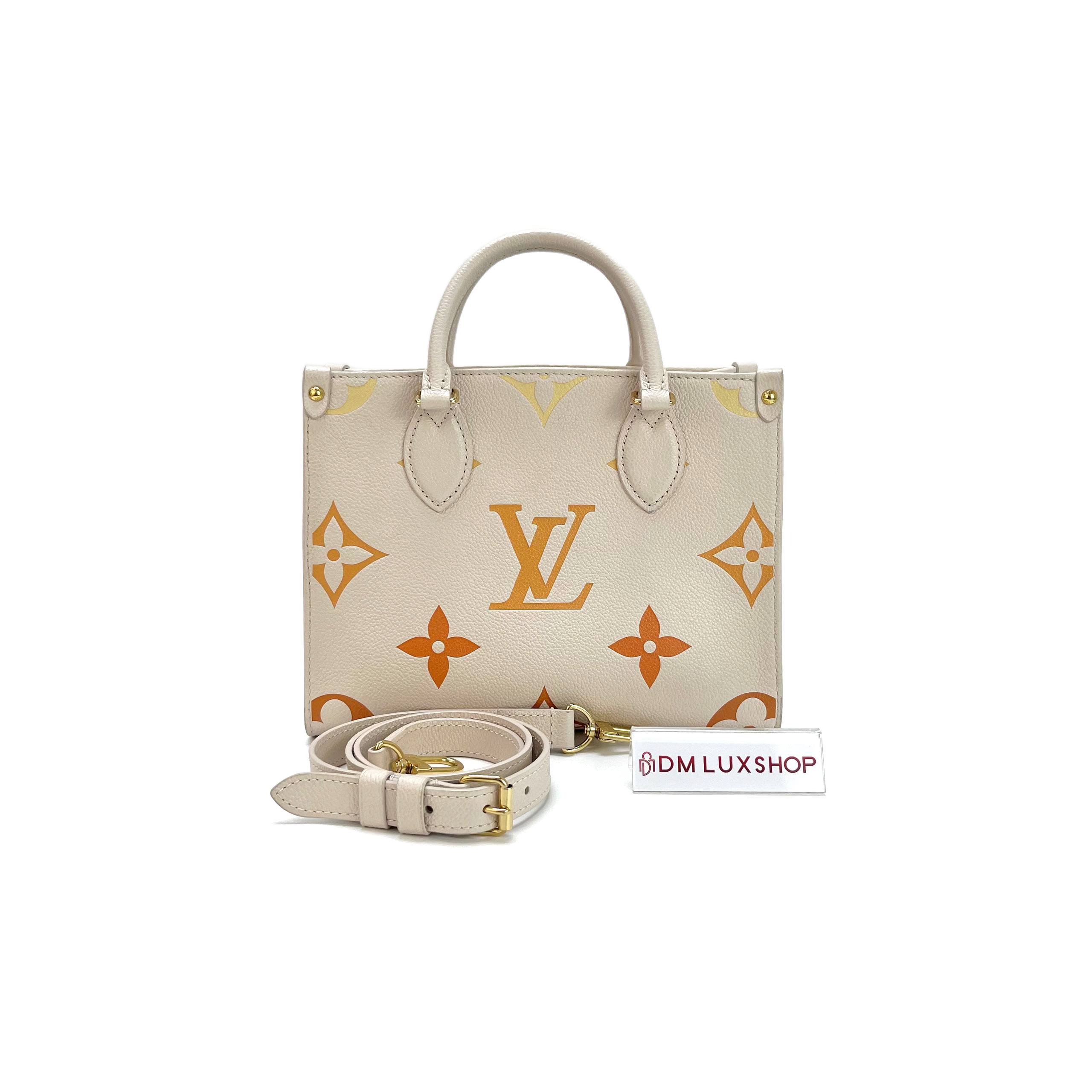 LV OnTheGo Beige Monogram Empreinte PM GHW