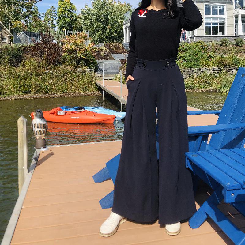 (SOLD OUT)1930s Betty Nautical Sailor Pants - Dark Navy Blue(FM142)