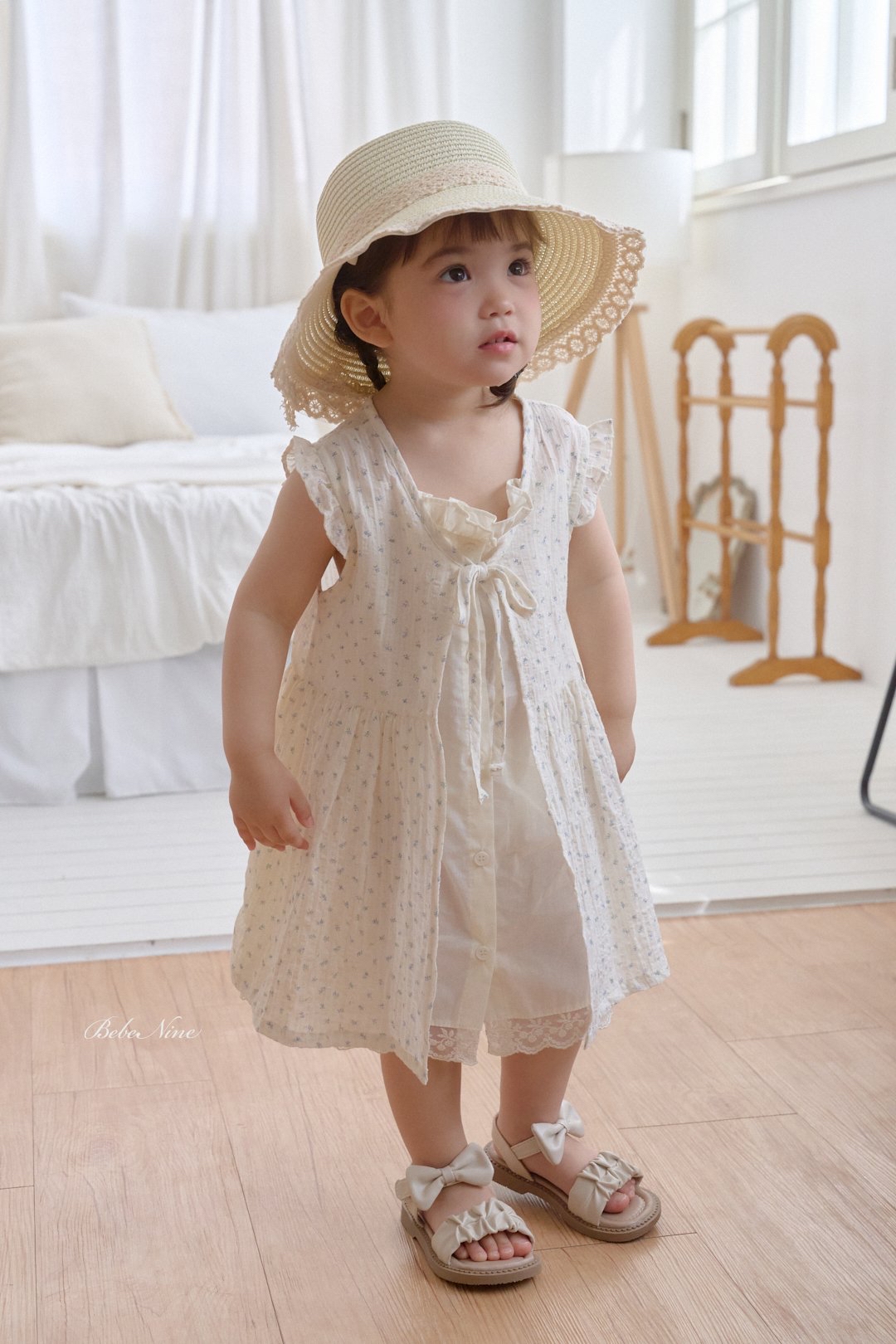 ☀️預訂 韓國直送☀️🇰🇷Bebenine兩色碎花綁帶荷葉邊背心連身裙