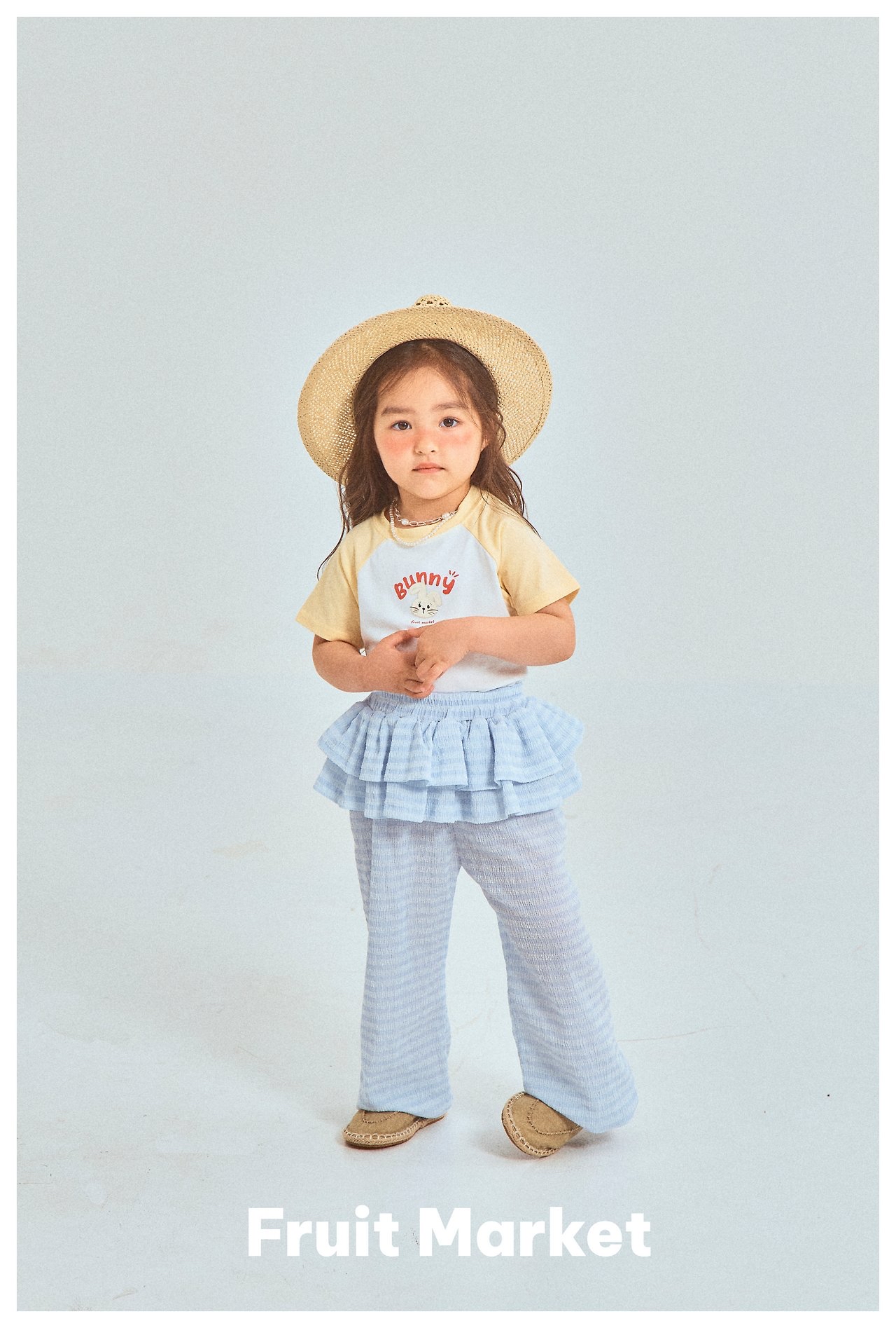 Fruit | Frill stripe pants (Blue L110-120)