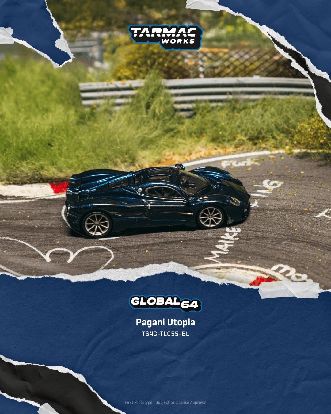(預訂 Pre Order) Tarmac Works ( T64G-TL055-BL ) Pagani Utopia Blue Metallic