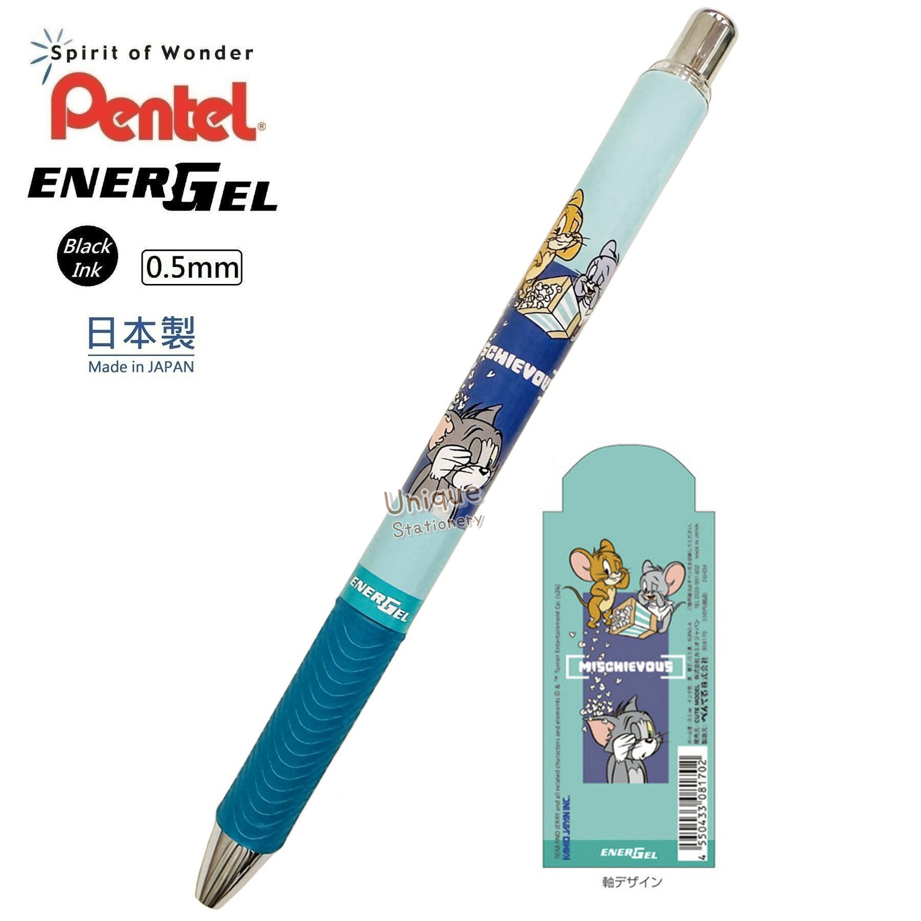 現貨｜Tom and Jerry 湯姆與謝利 日本製 Pentel EnerGel 0.5mm 黑色 啫喱筆 (308170)