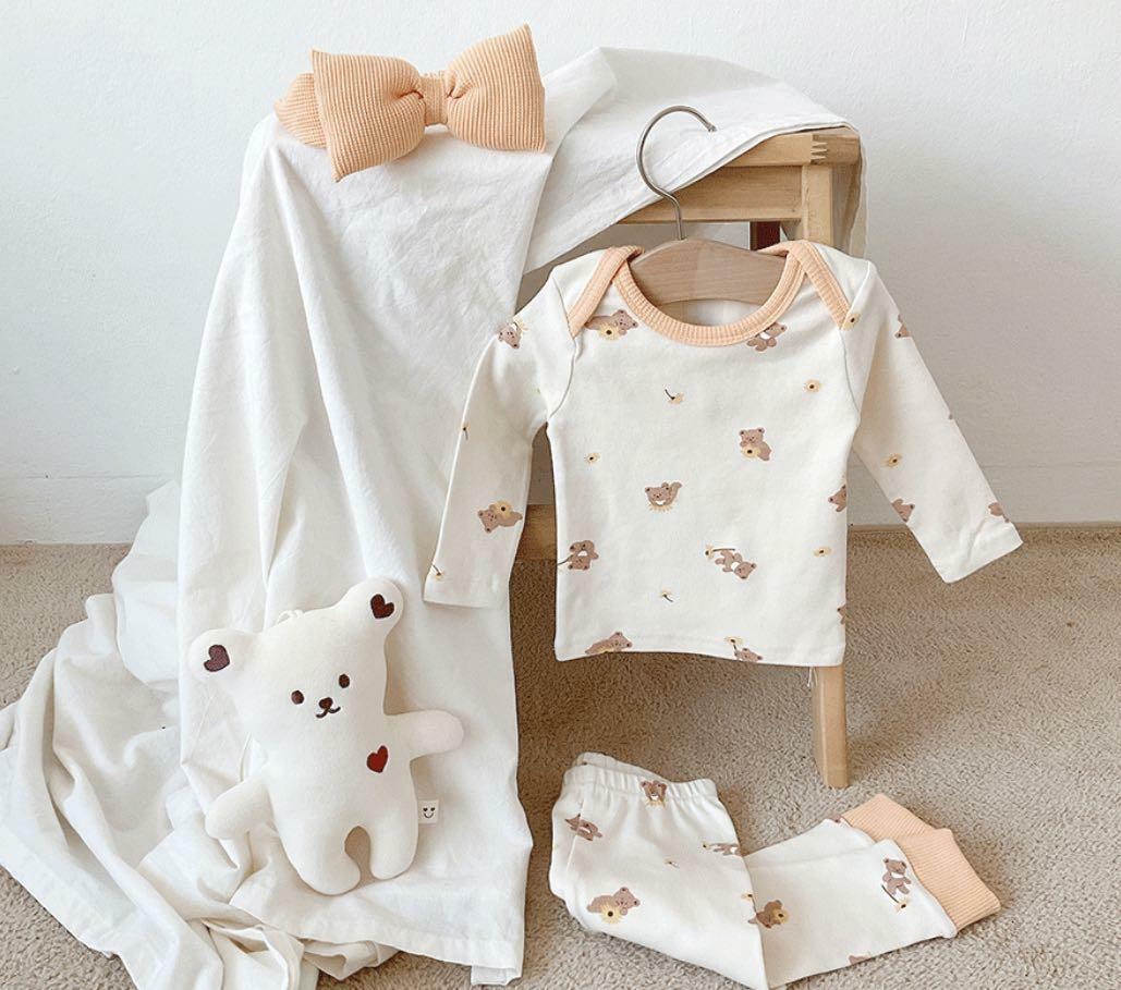 Long Sleeves Lily Bear Top & Pants Set(Orange XL)