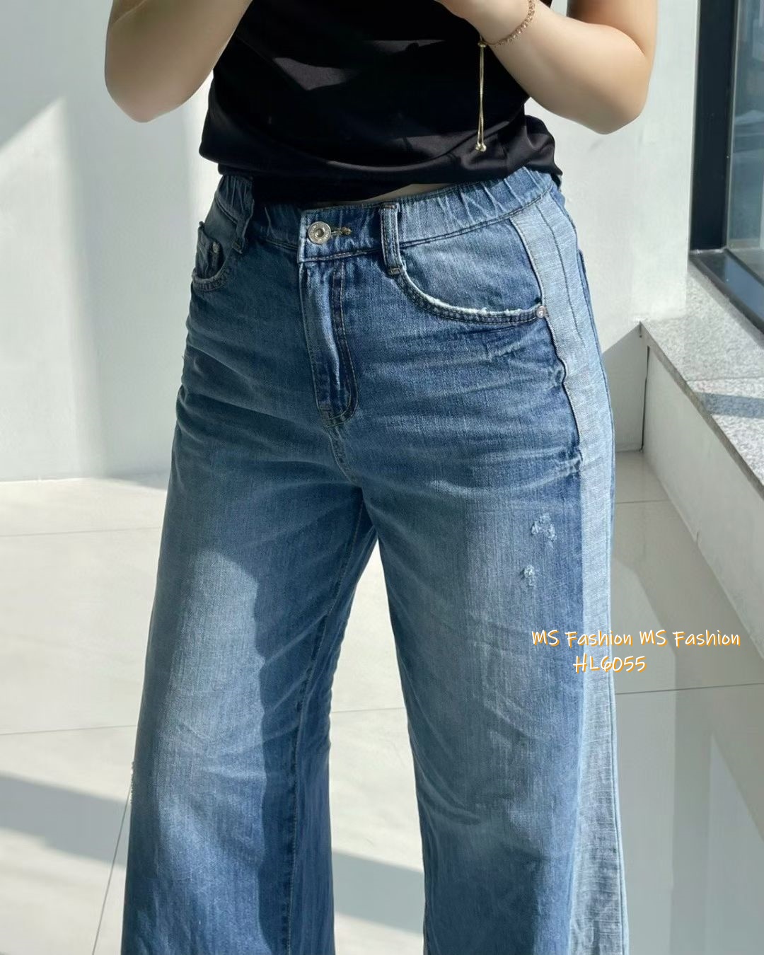 HL6055 韓國🌼Howluk拼色闊筒微喇叭牛