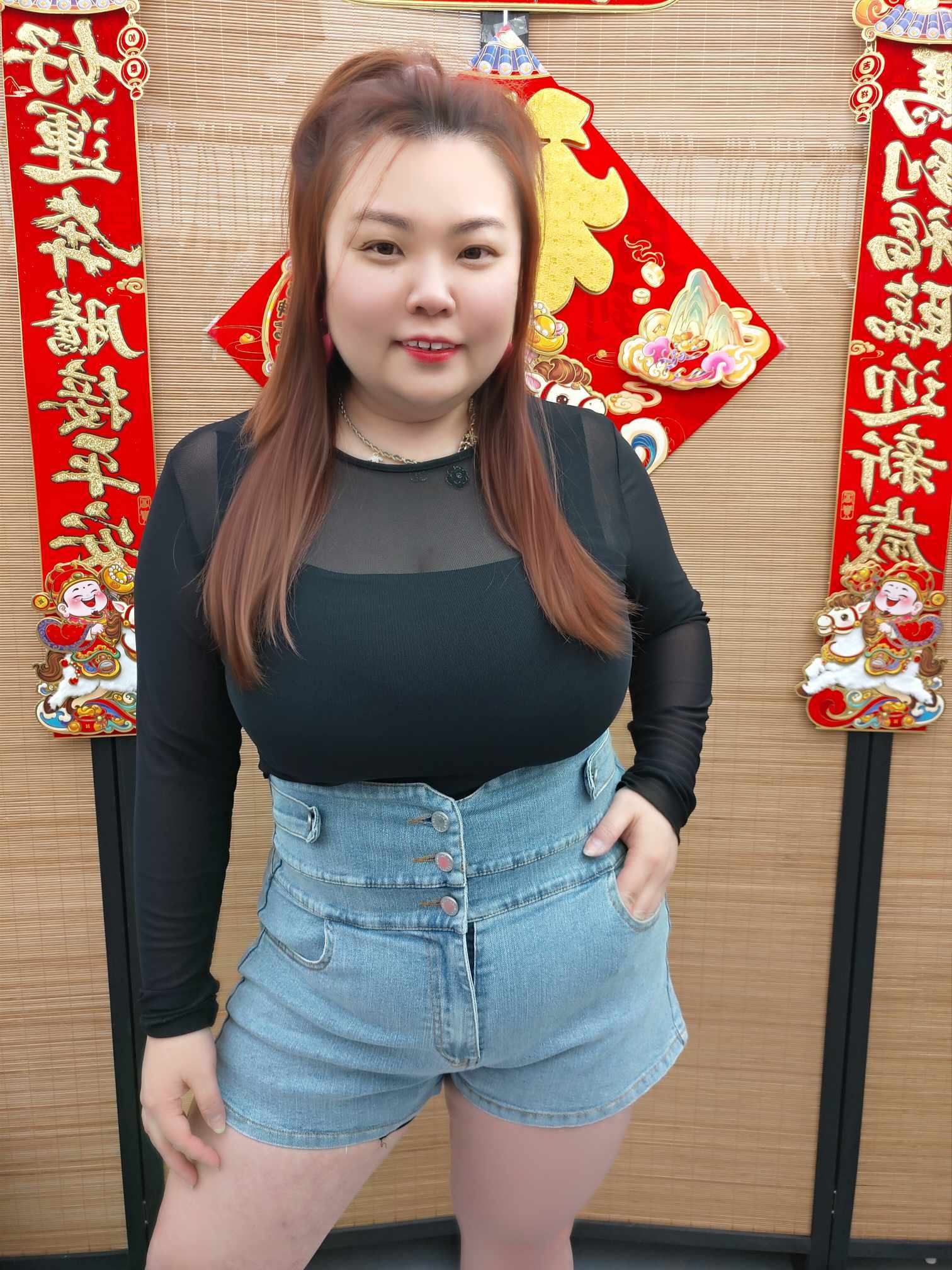 DDB13 1648(A4) 高腰排钮牛仔裤