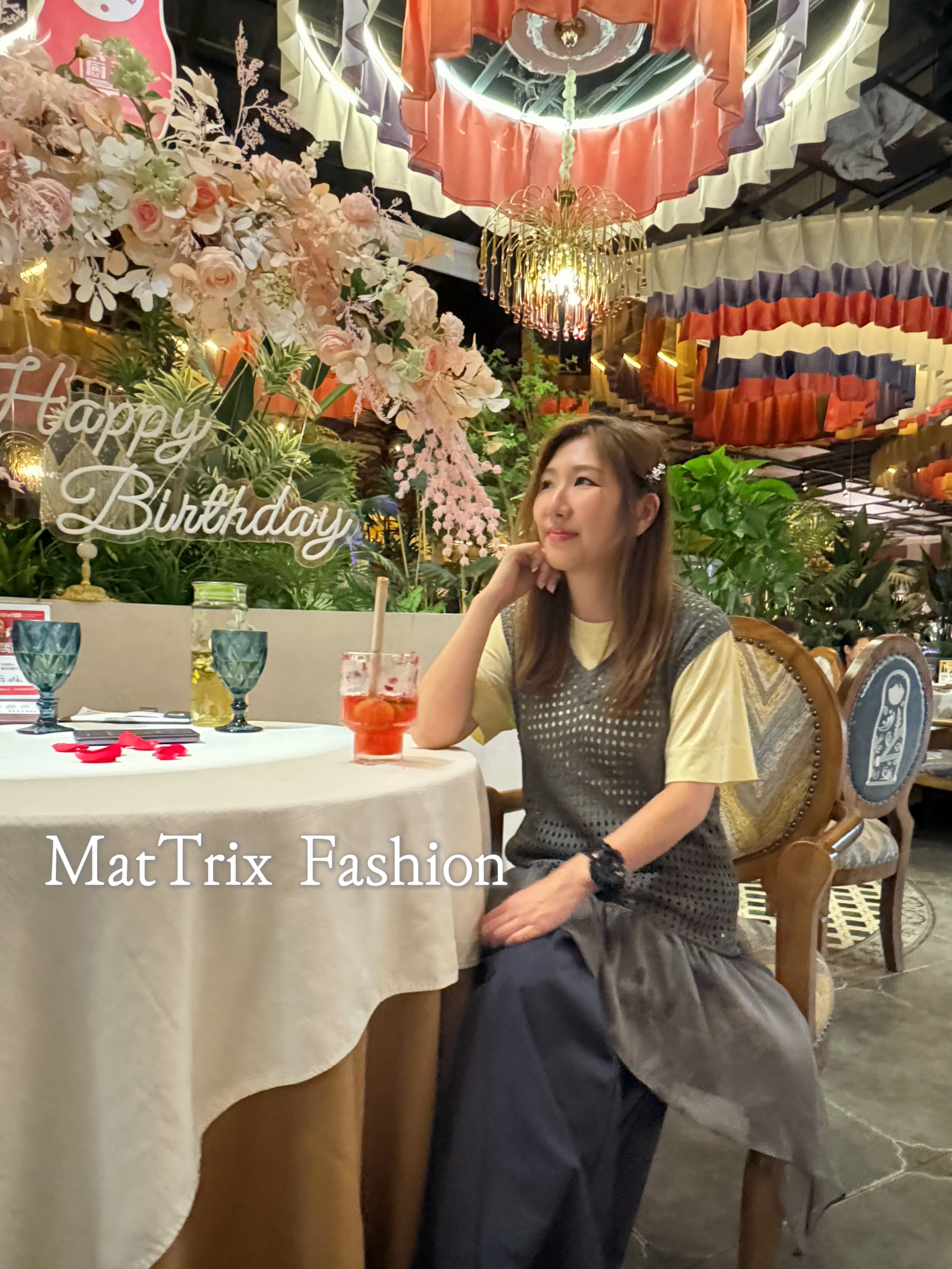 線織拼雪紡背心