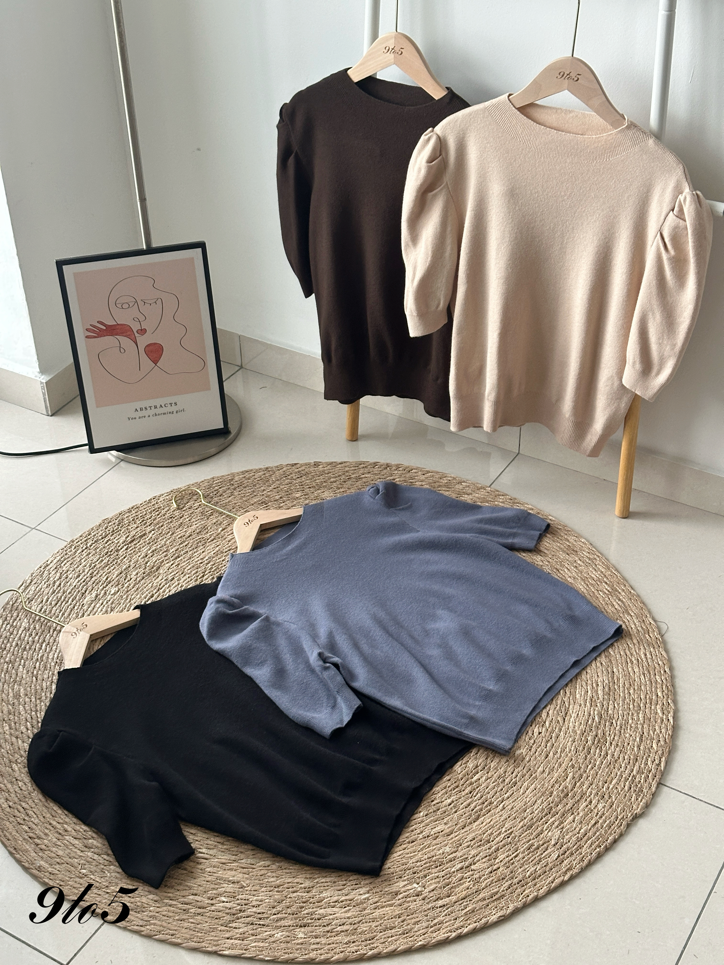 T4244 Mock Neck Puff Sleeve Knit Top - 4 Colors 