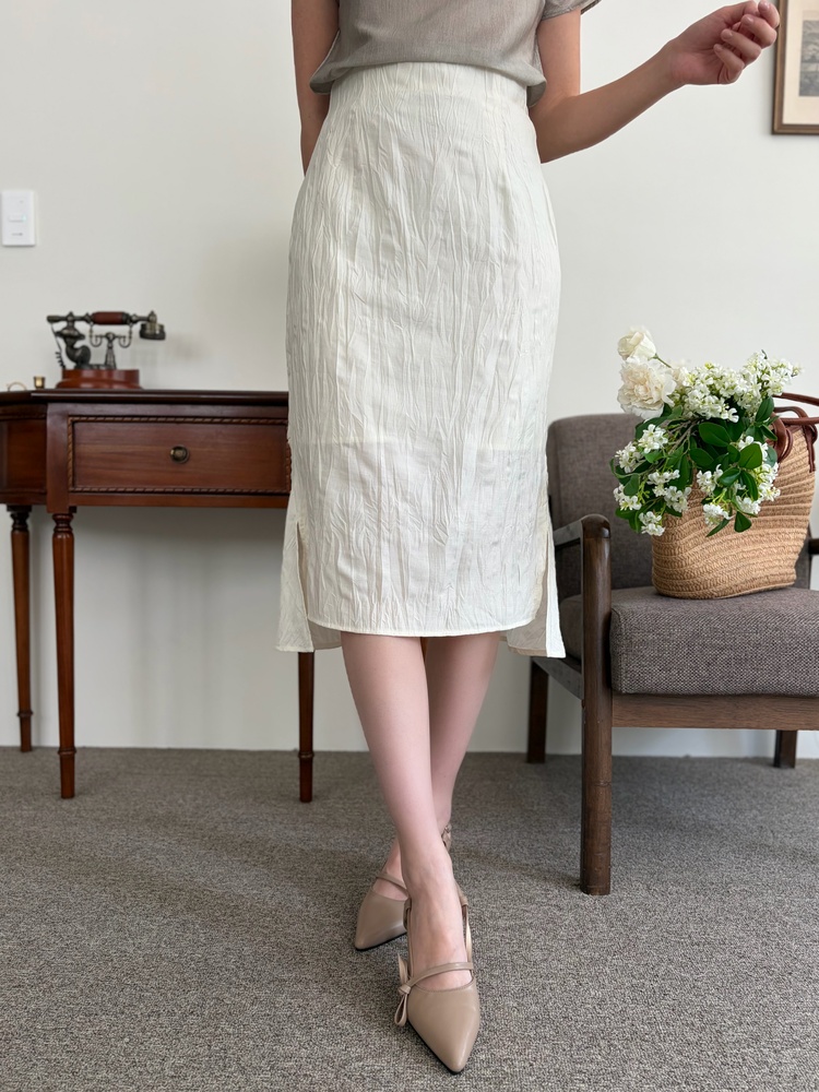 Crinkle Mermaid Skirt (Ivory)