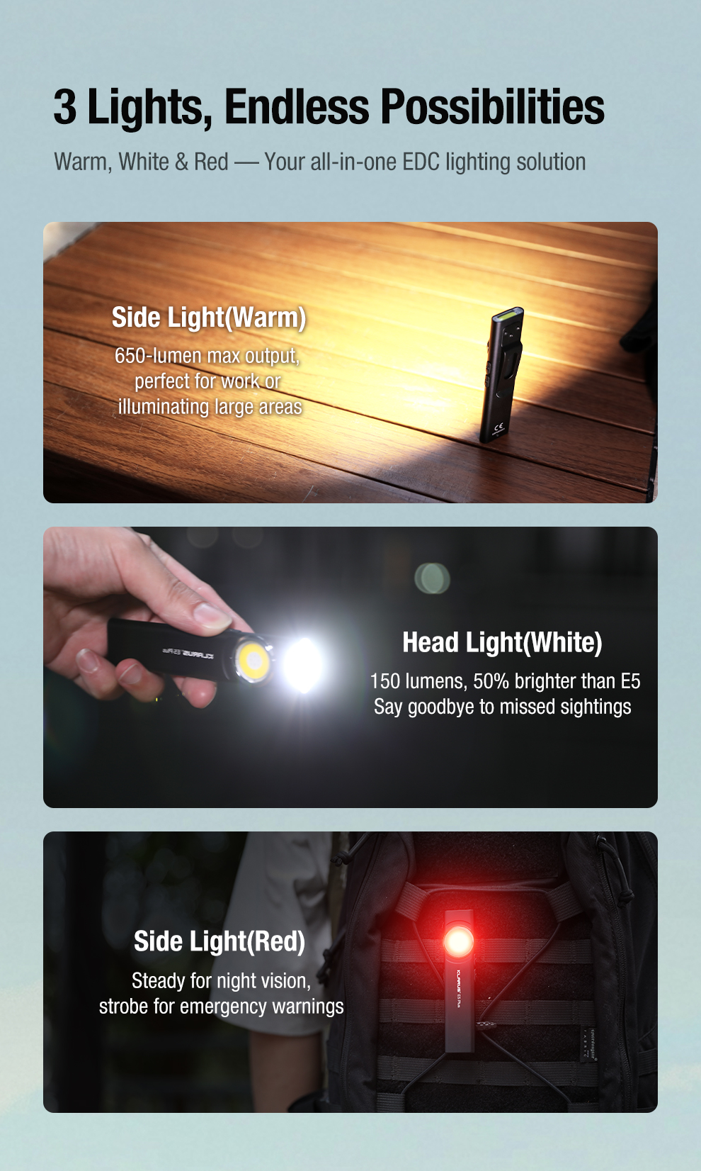 Klarus E5 PLUS 雙開關三光源 EDC 手電筒