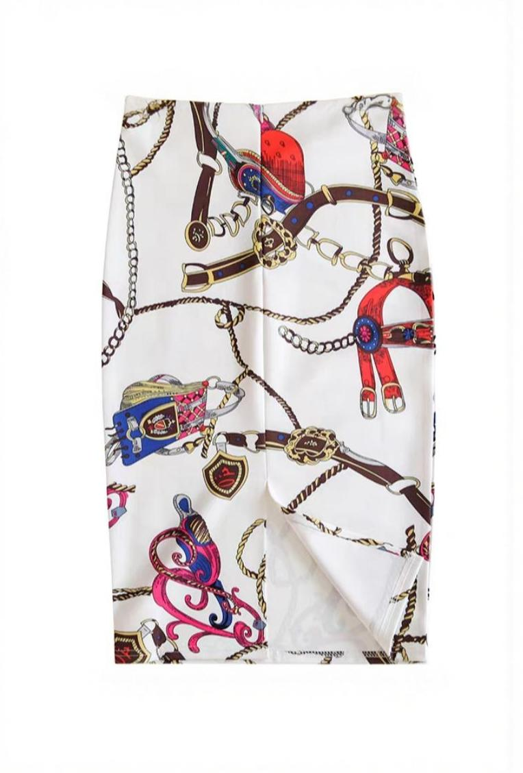 Statement Print Pencil Slim Skirt
