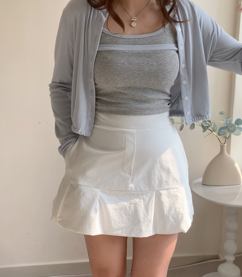 現 貨 》 KR 綁繩背心外套set-粉藍灰