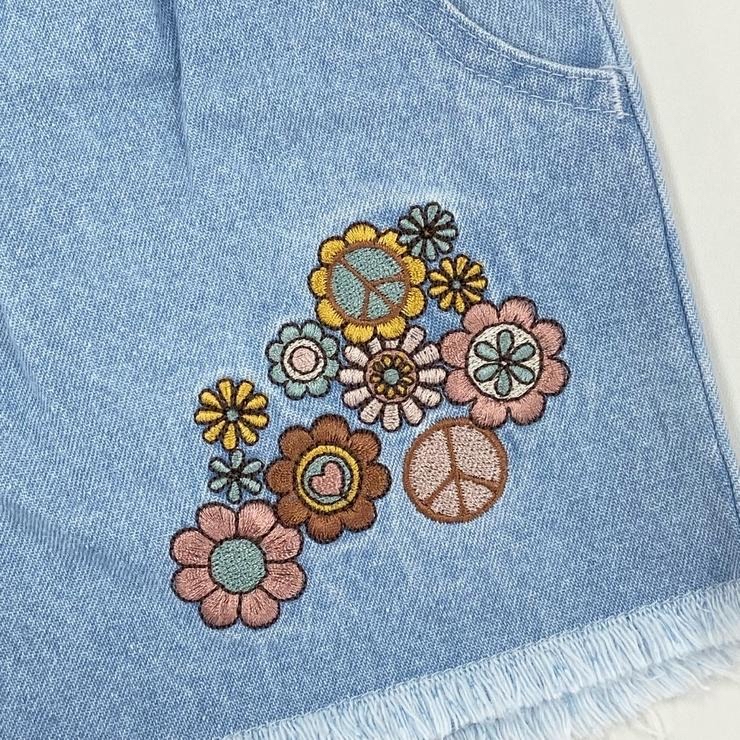 🇯🇵限時預訂 日本直送🇯🇵nayun兩色花卉刺繡牛仔短褲