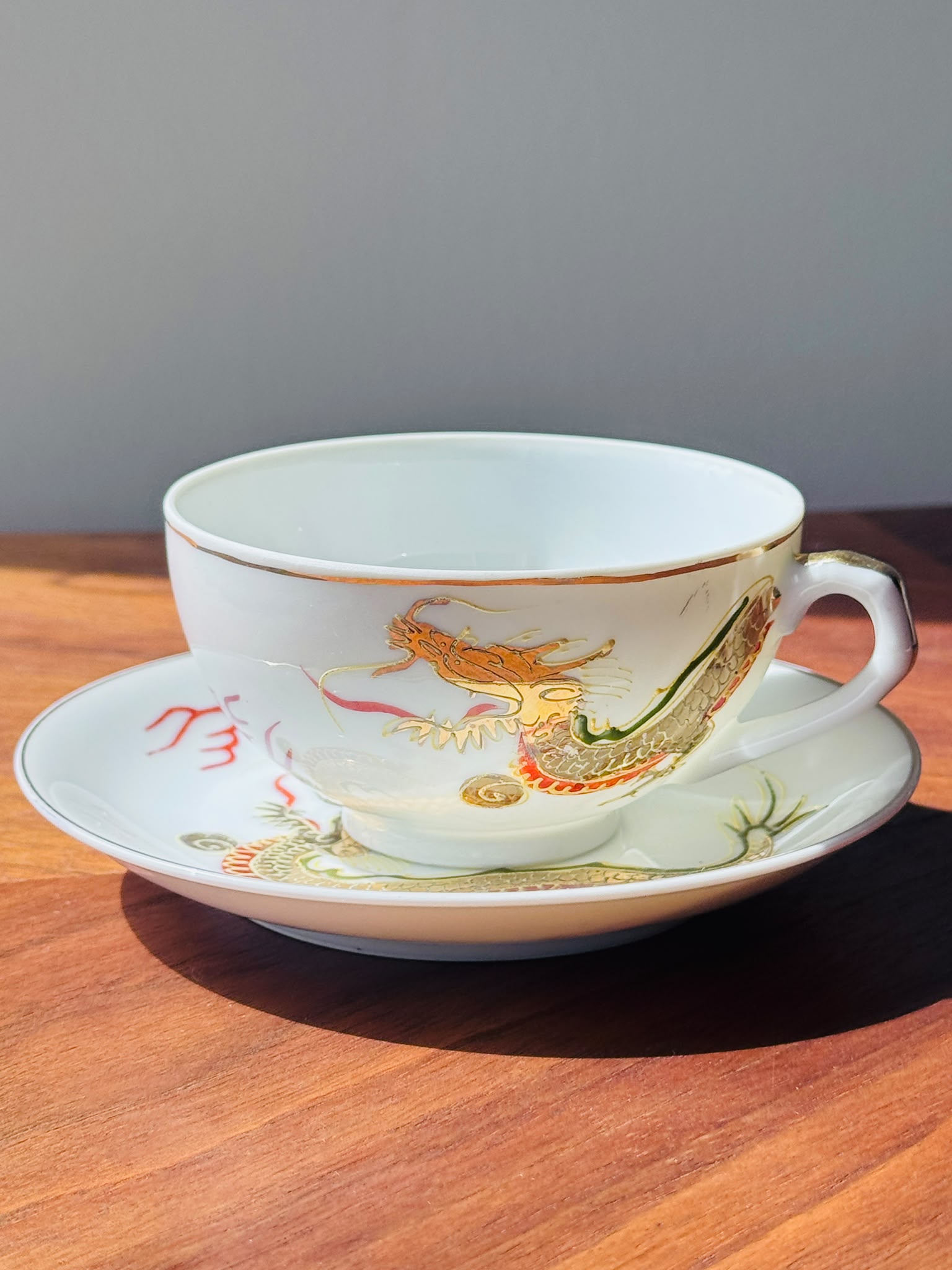 Vintage Japanese Soko C.1950s Lithophane “Geisha Cup” with Hand-painted Dragon (MT2614)