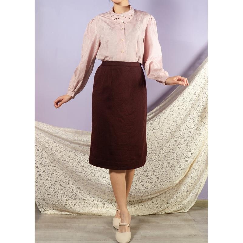 Vintage Japanese Light Pink Elegant Scrollwork Cutout Pattern Rollover Collar Blouse / Shirt (TA165)