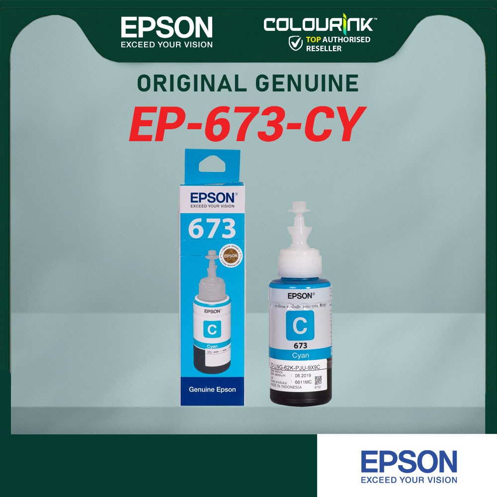 Epson Original Genuine T673 Refill Ink Bottle 70ml L800｜L805｜L850｜L1800 T6731 T6732 T6733 T6734 T6735 T6736