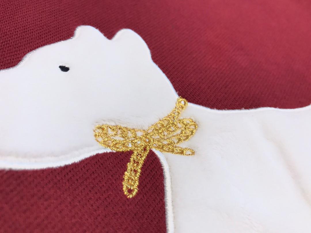 雪瑞納貼布金線刺繡小狗狗加絨衛衣 