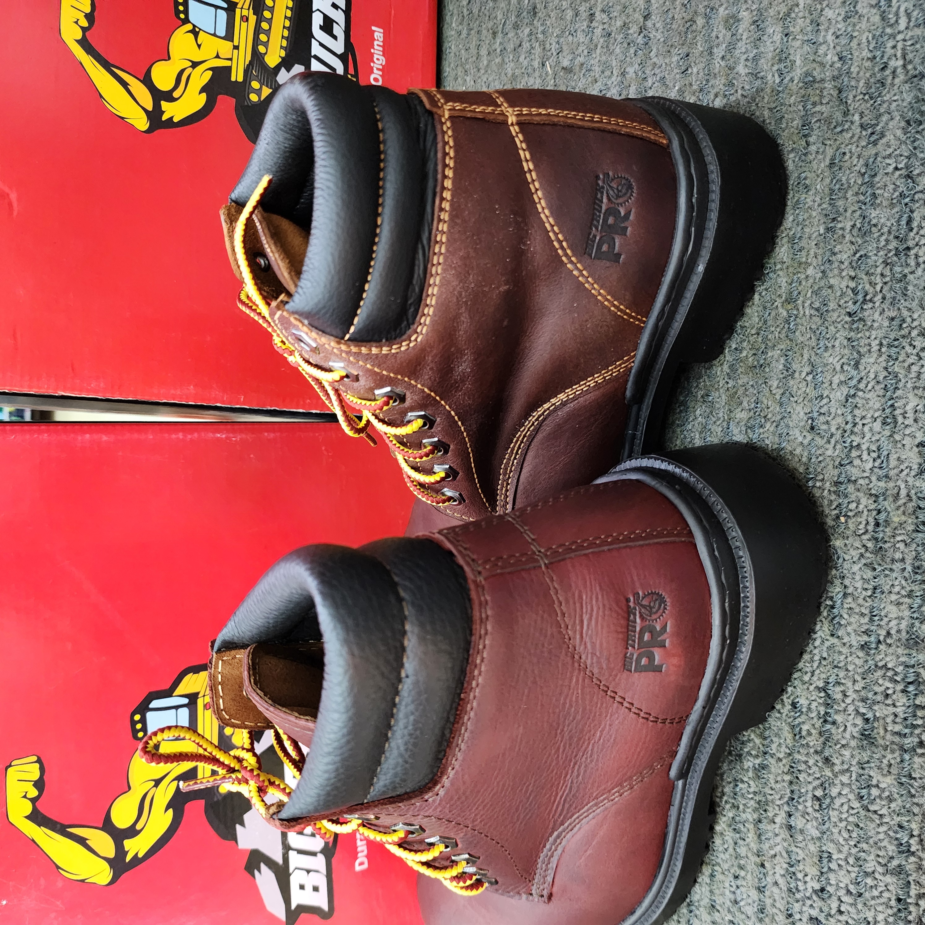 BIG TRUCK PRO 111 LACE UP MID CUT MEN’S PREMIUM LEATHER LIGHTWEIGHT SAFETY BOOTS SHOE Kasut Keselamatan
