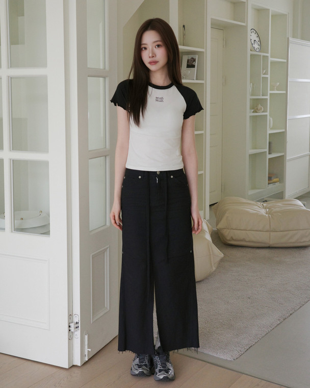 MuahMuah FRILL CONTTON MODAL HALF T-SHIRT