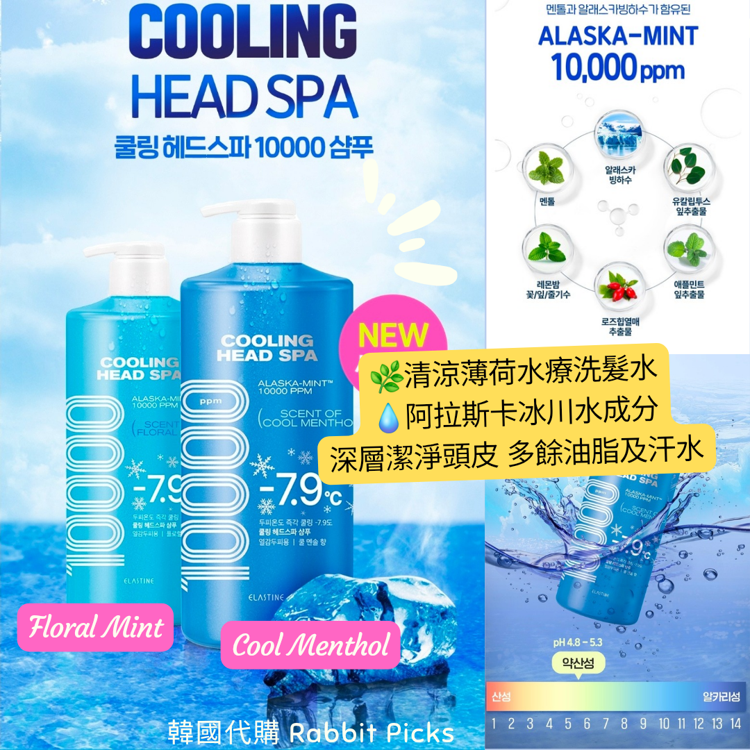 🌿 ELASTINE Cooling Head Spa 10000 Cool Menthol Shampoo 1L