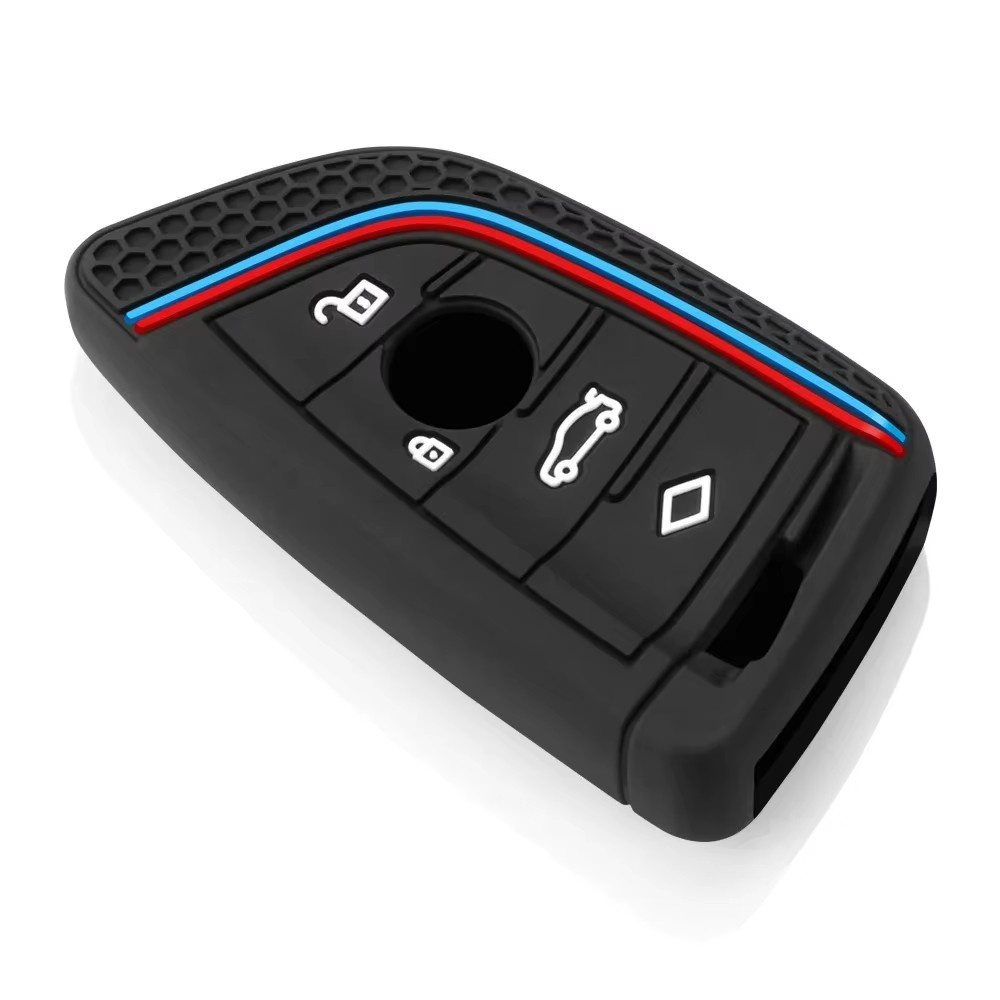 適用於寶馬1 2 3 5 7系硅膠鑰匙套 4鍵黑 UA0543