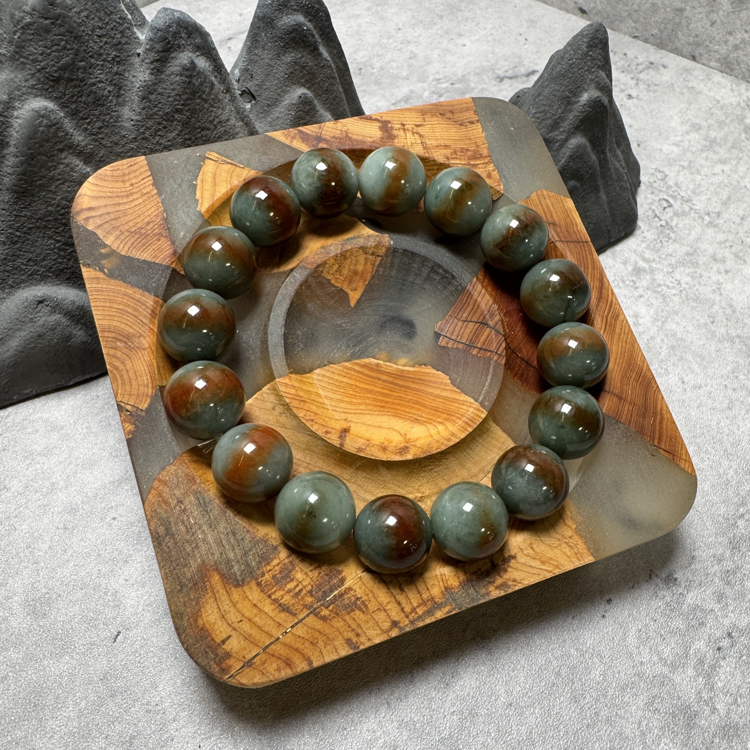 稀有自然紅翡油青種翡翠手串-531