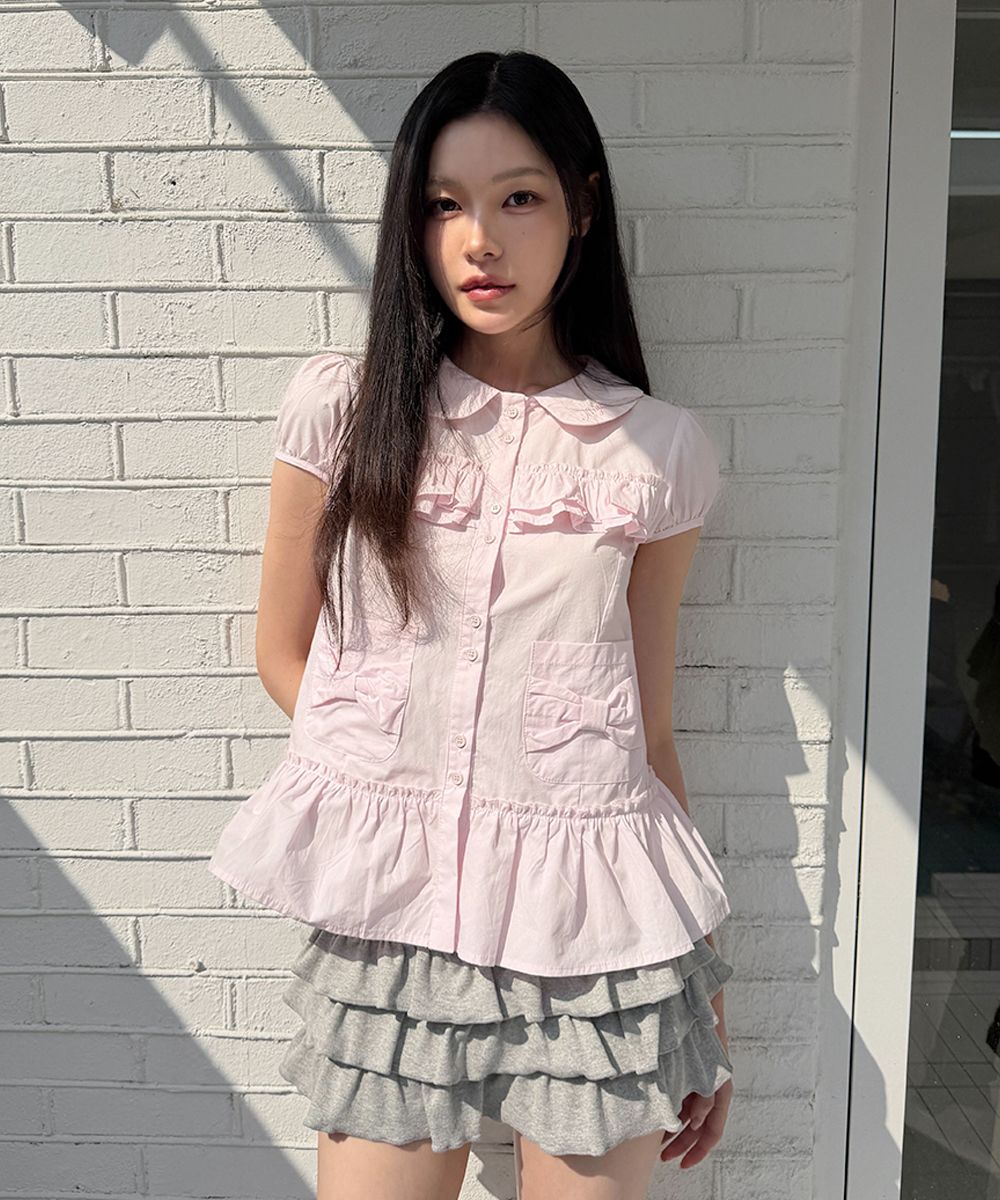 🇰🇷訂購｜ILLIGO 26SS｜Bow Pocket Ruffle Blouse 4色 