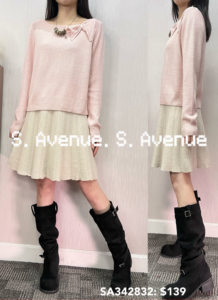 SA342832: 長袖領側蝴蝶結線冷top