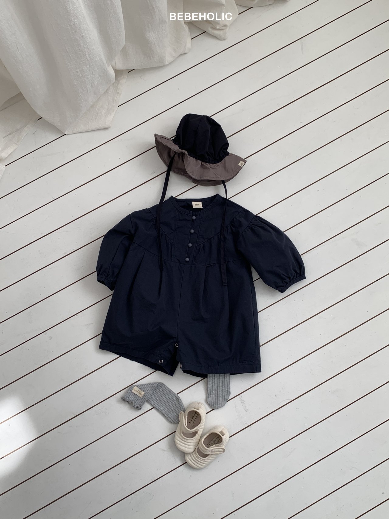 🌸預訂 韓國直送🌸🇰🇷BEBEHOLIC三色簡約寬鬆長袖連身褲