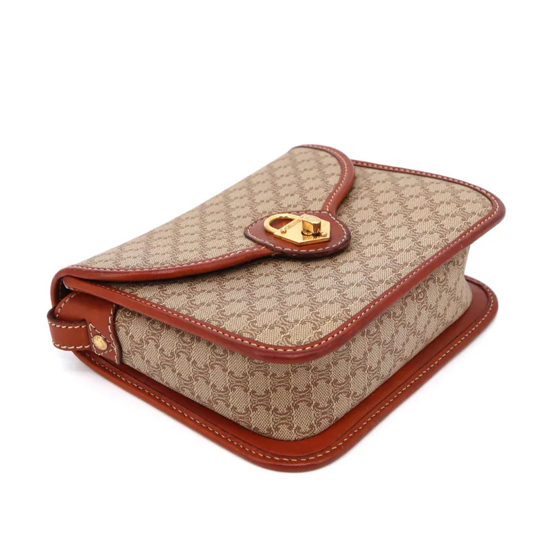 Celine Beige Macadam Padlock Crossbody Bag