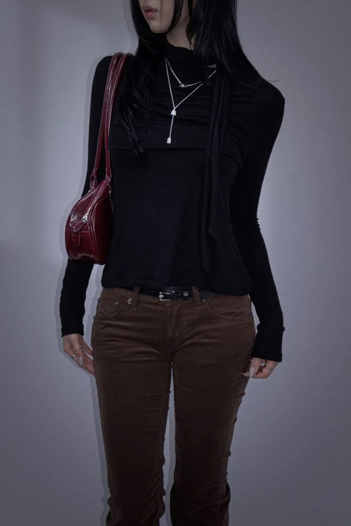 Cotton Tie-neck Long Sleeve