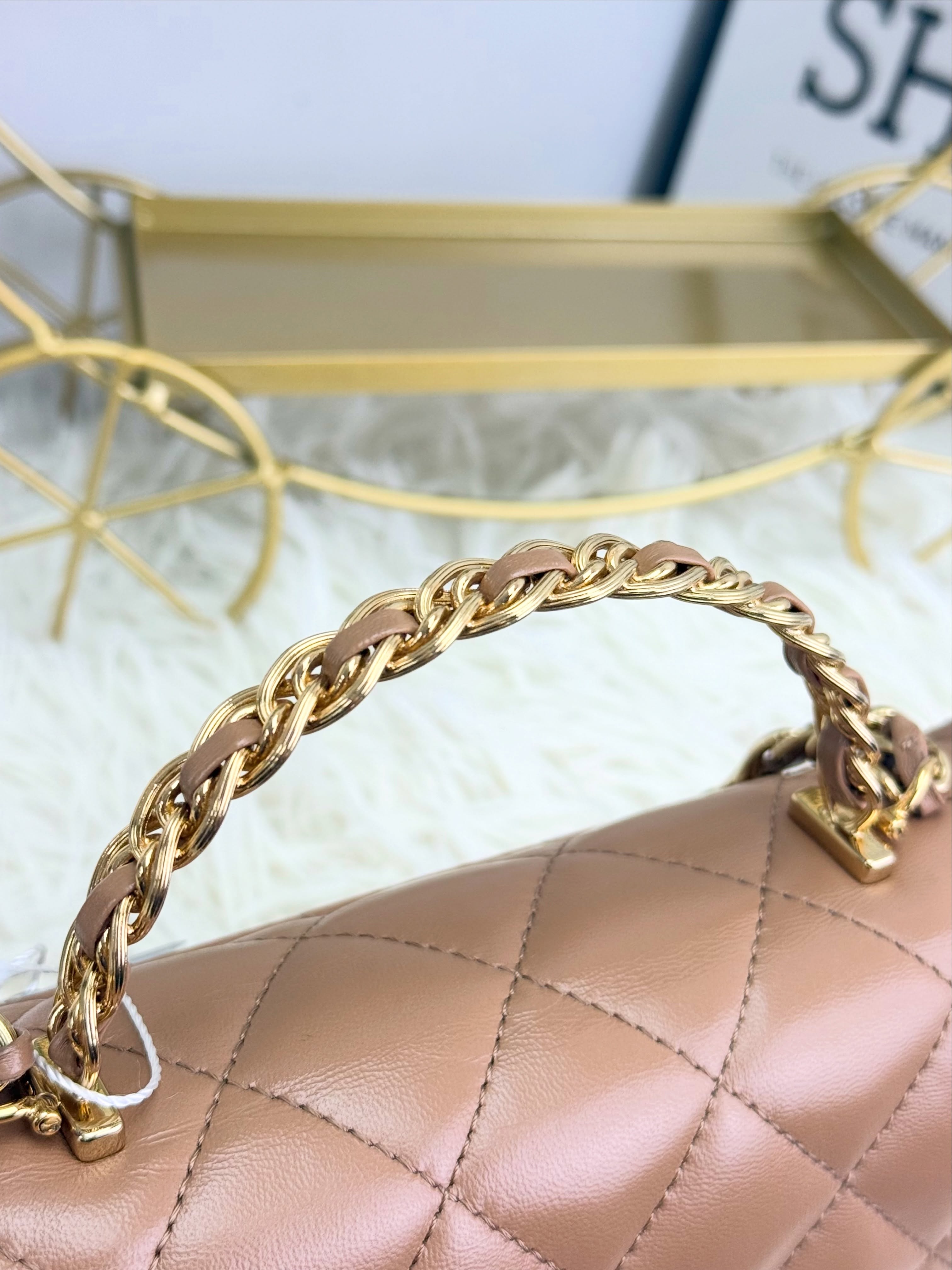 Chanel 👜 PRE OWNED 🛍️駝色cf handle晶片款 🧡全套有單 🤎